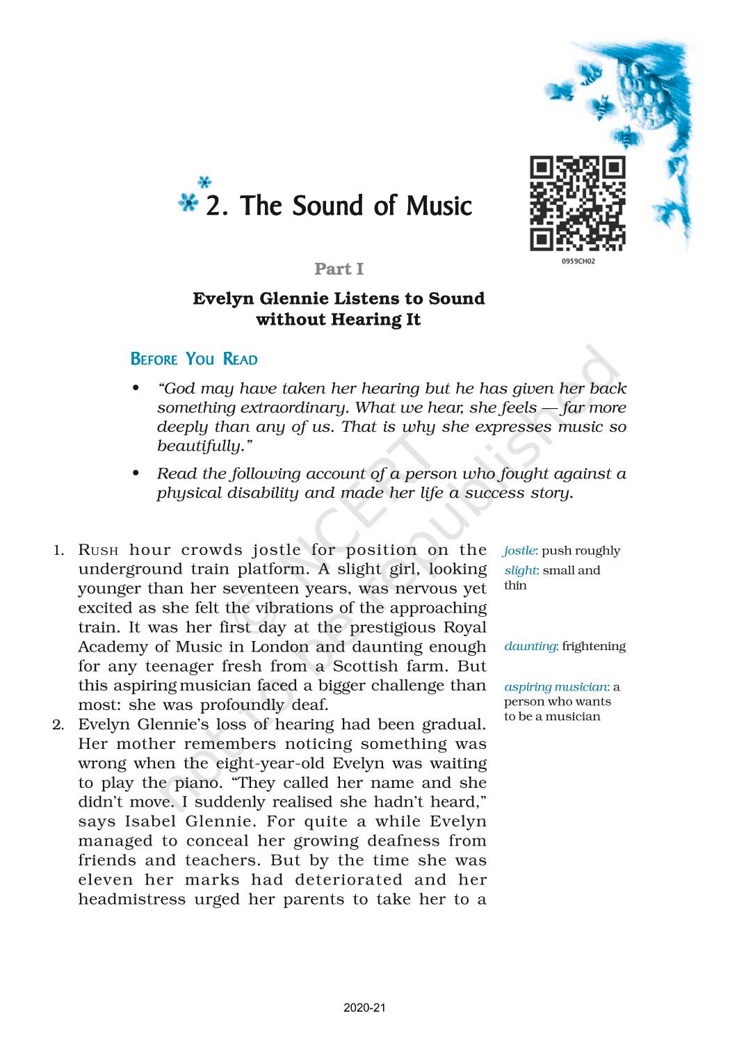 The Sound Of Music NCERT Book Of Class 9 English Beehive